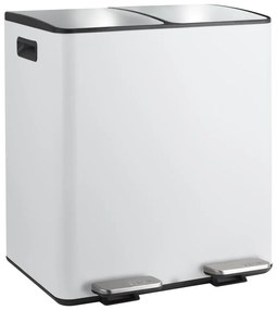 Matne biely oceľový odpadkový kôš 2x20 l na triedený odpad/nášľapný Aliya – Spirella