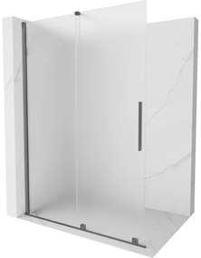 Mexen Velar, sprchová zástena s posuvnými dverami Walk-in 140 x 200 cm, 8mm sklo námraza, brúsený grafit, 871-140-000-33-95