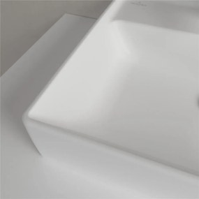 VILLEROY &amp; BOCH Collaro závesné umývadielko s otvorom, s prepadom, spodná strana brúsená, 500 x 400 mm, Stone White, s povrchom CeramicPlus, 43345GRW