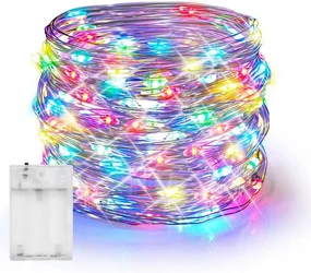 ACA Lighting LED RGB dekoračná strieborná girlanda 50 LED, 3x batéria AA, 500 cm, IP20