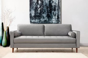 Hanah Home -  Elegantná 3-miestna pohovka COZY VELVET II 215 cm, svetlo šedá, zamat