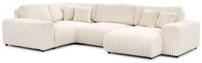 Krémová menčestrová rohová pohovka (ľavý roh/do tvaru "U") Justin – Ropez
