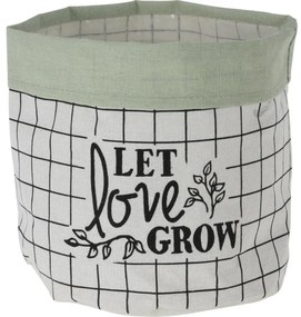 Textilný obal na kvetináč Let Love Grow, 20 x 18 cm, sv. zelená