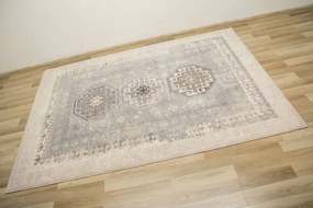 Koberec Dywilan Moon Torino Silver kosoštvorce / ornamenty, sivý / modrý
