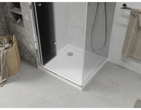 Mexen Lima, sprchovací kút so skladacími dverami 70 (dvere) x 70 (stena) cm, 6mm šedé sklo, chrómový profil + slim sprchová vanička biela, 856-070-070-01-40-4010
