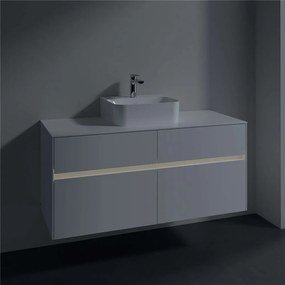 VILLEROY &amp; BOCH Collaro závesná skrinka pod umývadlo na dosku (umývadlo v strede), 4 zásuvky, s LED osvetlením, 1200 x 500 x 548 mm, Glossy White, C097B0DH