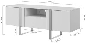 TV stolík Verica s otvorenou policou 150 cm - dub piškótový / čierne nožičky