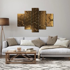 Obraz - Zlaté hexagóny (150x105 cm)