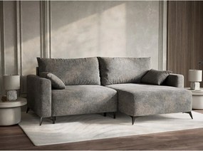 Sivá ženilková rozkladacia/s úložným priestorom rohová pohovka (pravý roh/s leňoškou) Leon – Maison de Rêve