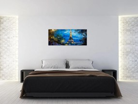 Obraz - Olejomaľba Eiffelovej veže (120x50 cm)