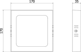 Mexen LDSS, LED stropné svietidlo, rozmer 17 x 17 cm, 12W, neutrálna - 4000K, 960 lm, čierna - L213-017-1240-70