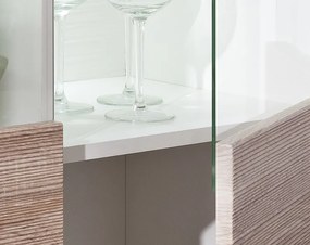 Široká vitrína Caracas typ 22, dub/biely lesk, s osvetlením