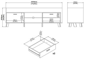 Biely/v prírodnej farbe TV stolík v dekore duba 182x62x51 cm Ikast – Tvilum