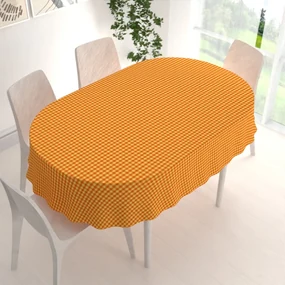 Biante Bavlnený oválny obrus Olivia OL-006 Oranžovo-žltá kocka malá 140x180 cm