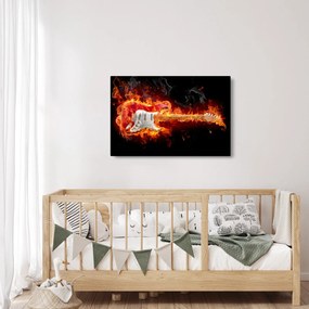 Obraz - Gitara v plameňoch (90x60 cm)