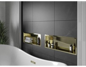 Mexen X-Wall-R, polička na zapustenie na obklad s golierom 60 x 20 cm, zlatá lesklá, 1950602010