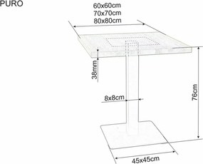 Jídelní stůl Puro 70 cm z masivu dub přírodní/černý