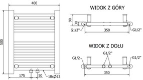 Mexen Mars, vykurovacie teleso 500 x 400 mm, 178 W, biela, W110-0500-400-00-20