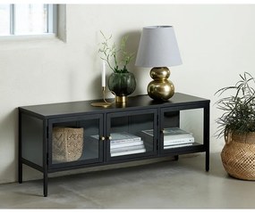 Čierny kovový TV stolík 132x52 cm Carmel - Unique Furniture