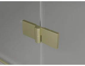 Mexen Lunar, L pravý výklopný päťuholníkový sprchový kút 100 x 80 cm, 8mm číre sklo, zlatý matný profil, 831L-100P-080L-55-00-P