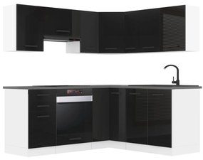 Kuchynská linka Belini Premium Full Version 380 cm čierny lesk s pracovnou doskou SARAH