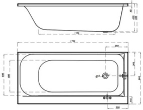 Cersanit Smart, akrylátová vaňa pravá 170x80cm + nožičky, biela, S301-116