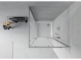 Mexen Rio štvorcový sprchovací kút 90 x 90 cm, 6mm sklo, sklo námraza, chrómový profil + slim sprchová vanička 5cm, 860-090-090-01-30-4010