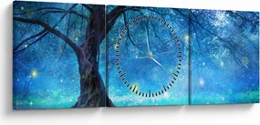 Obraz - Mystický les (s hodinami) (90x30 cm)
