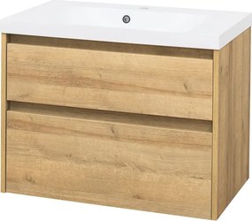 Mereo, Mereo Opto, kúpeľňová skrinka s umývadlom z liateho mramoru 81 cm, dub Riviera, MER-CN921M
