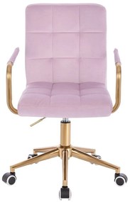 LuxuryForm DESIGN Stolička VERONA GOLD VELUR na zlatej základni s kolieskami - levanduľa