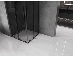Mexen Velar L Duo, sprchový kút s posuvnými dverami 100 x 100 cm, 8mm šedé sklo, čierna matná, 871-100-100-02-43-70
