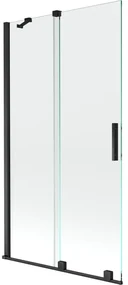 Mexen Velar, 2-krídlová posuvná vaňová zástena 100 x 150 cm, 8mm číre sklo, čierna matná, 896-100-000-01-70
