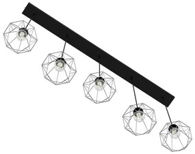 Luster na lanku BERGEN 5xE27/60W/230V čierna/lesklý chróm