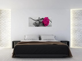 Obraz - Ružová ruža (120x50 cm)