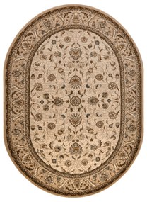 Vlnený oválny koberec OMEGA  ARIES Kvety, hnedý
