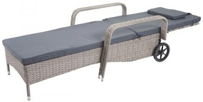 Lehátko Carrara, polyratan / hliník - šedé, vankúše tmavo šedé