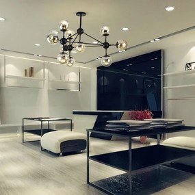 Toolight - Stropné svietidlo 8xE27 APP264-10C, čierna, OSW-00645