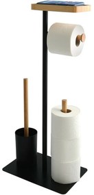 MSV Stojan na toaletný papier so štetkou a držiakom Teiki 20 x 30 x 67 cm, čierna