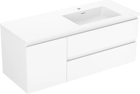 Mexen Orio, kúpeľňová skrinka 120 cm s pravým umývadlom Otis, 2S, 1D, biela matná, 91A13-12047-3-BBFFF01-W18P01