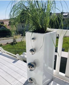 Kvetináč BLOCK, pozink, výška 100 cm, biely, vr. zavlaž. systému