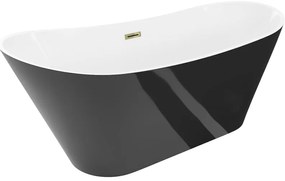 Mexen Dora, voľne stojaca vaňa 150 x 75 cm, biela/čierna, zlatý lesklý prepad, 52071507575-50