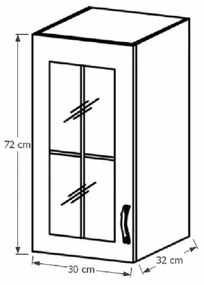 Horná kuchynská skrinka so sklom G30S Provense (biela + sosna andersen) (L). Vlastná spoľahlivá doprava až k Vám domov. 1015176