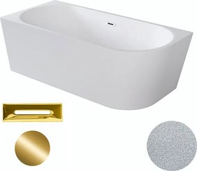 Besco Akrylátová voľne stojaca rohová vaňa Zoya Glam S 150x75 (170x80) biela/strieborná BESCO-Typ výpuste: Click-Clack s prepadom, grafit, BESCO-Rozm…