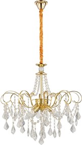 Toolight Toolight, krištáľová závesná lampa Ø60 cm, 6×E14, SWE081-CP, zlatá lesklá, OSW-30210
