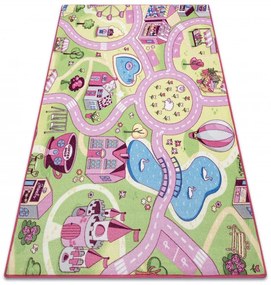 Detský koberec REBEL ROADS Sweet town 26 Cukrovinky, protišmykový - ružový / zelený