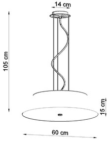 Závesné svietidlo Vega, 1x čierne textilné tienidlo, (biele sklo), (fi 60 cm)