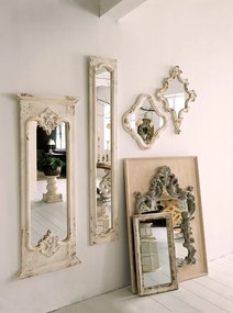 Nástenné zrkadlo v bielo hnedom drevenom ráme - 59 * 2 * 59 cm