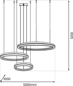 LED Luster na lanku GRAVITY LED/108W/230V čierna