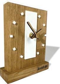 Dekorstudio Drevené stolové hodiny z dubového dreva –  biele