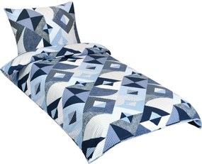 Bellatex Bavlnené obliečky Geometria modrá, 140 x 200 cm, 70 x 90 cm